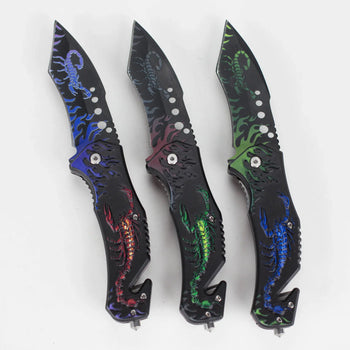 8.5" Foldable Pocket Knife - Scorpion Blaze