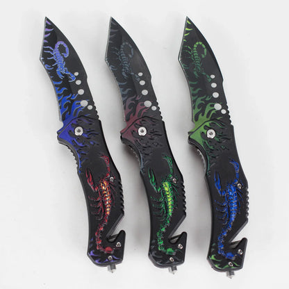 8.5" Foldable Pocket Knife - Scorpion Blaze