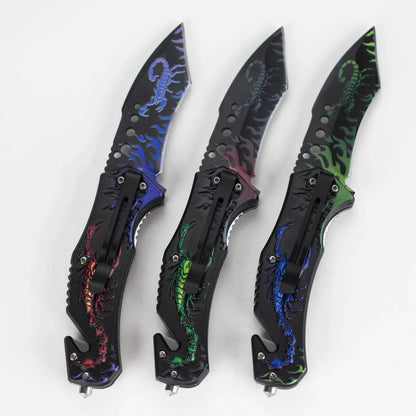8.5" Foldable Pocket Knife - Scorpion Blaze