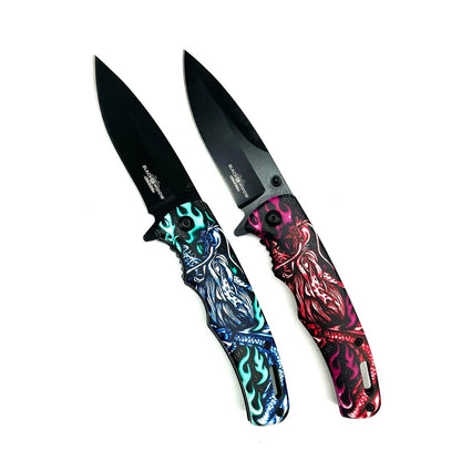 Snake Eye - 8.5" Foldable Pocket Knife - Fire Breather