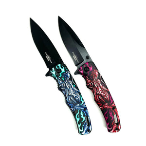 Snake Eye - 8.5" Foldable Pocket Knife - Fire Breather
