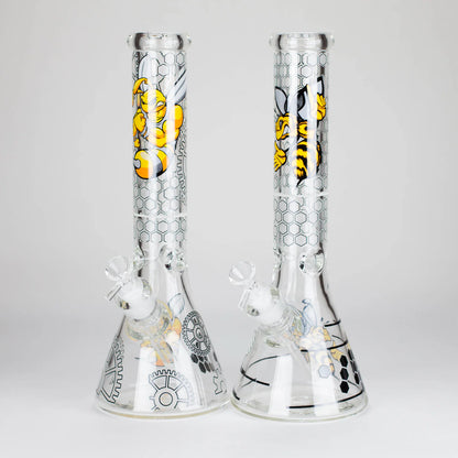 14" Glass Bong With Cartoon Bee Design 7mm
