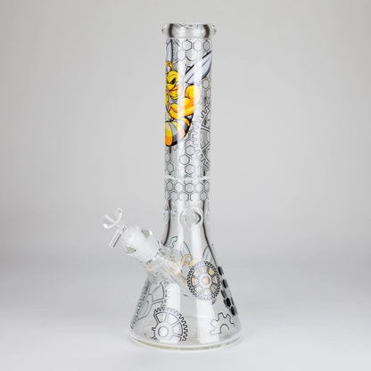 14" Glass Bong With Cartoon Bee Design 7mm