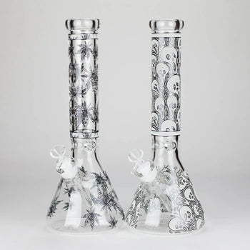 14″ Glow-in-the-Dark Glass Beaker Bong - Leaf