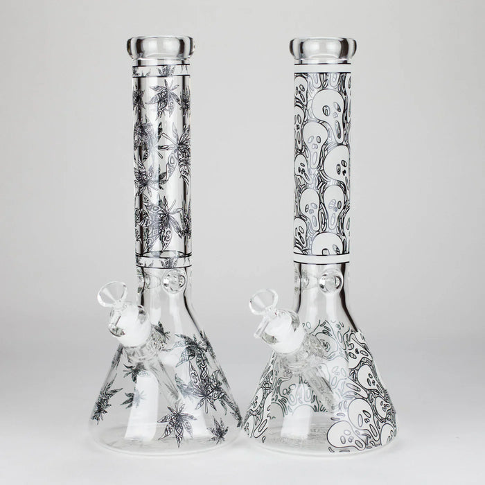 14″ Glow-in-the-Dark Glass Beaker Bong - Leaf