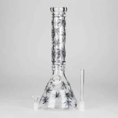 14″ Glow-in-the-Dark Glass Beaker Bong - Leaf