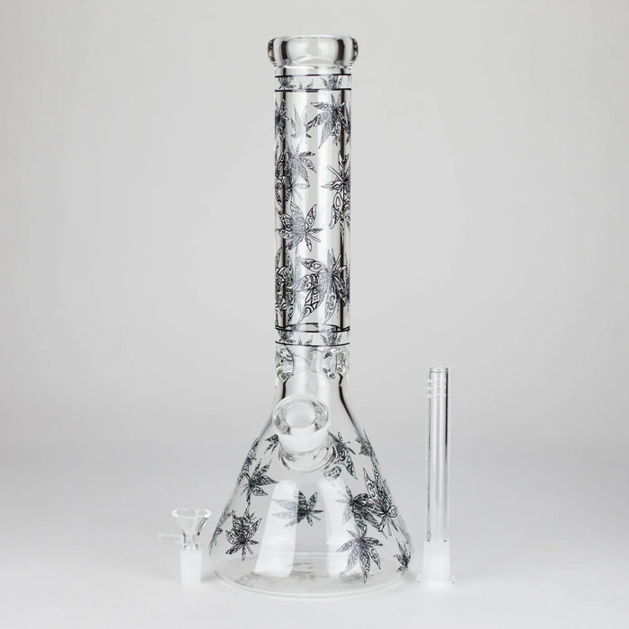 14″ Glow-in-the-Dark Glass Beaker Bong - Leaf
