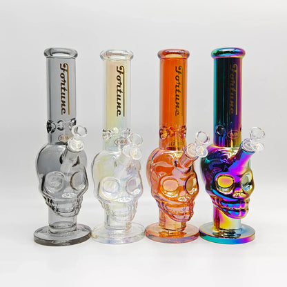 Fortune - 14" 7mm Electroplated Skull Glass Bong