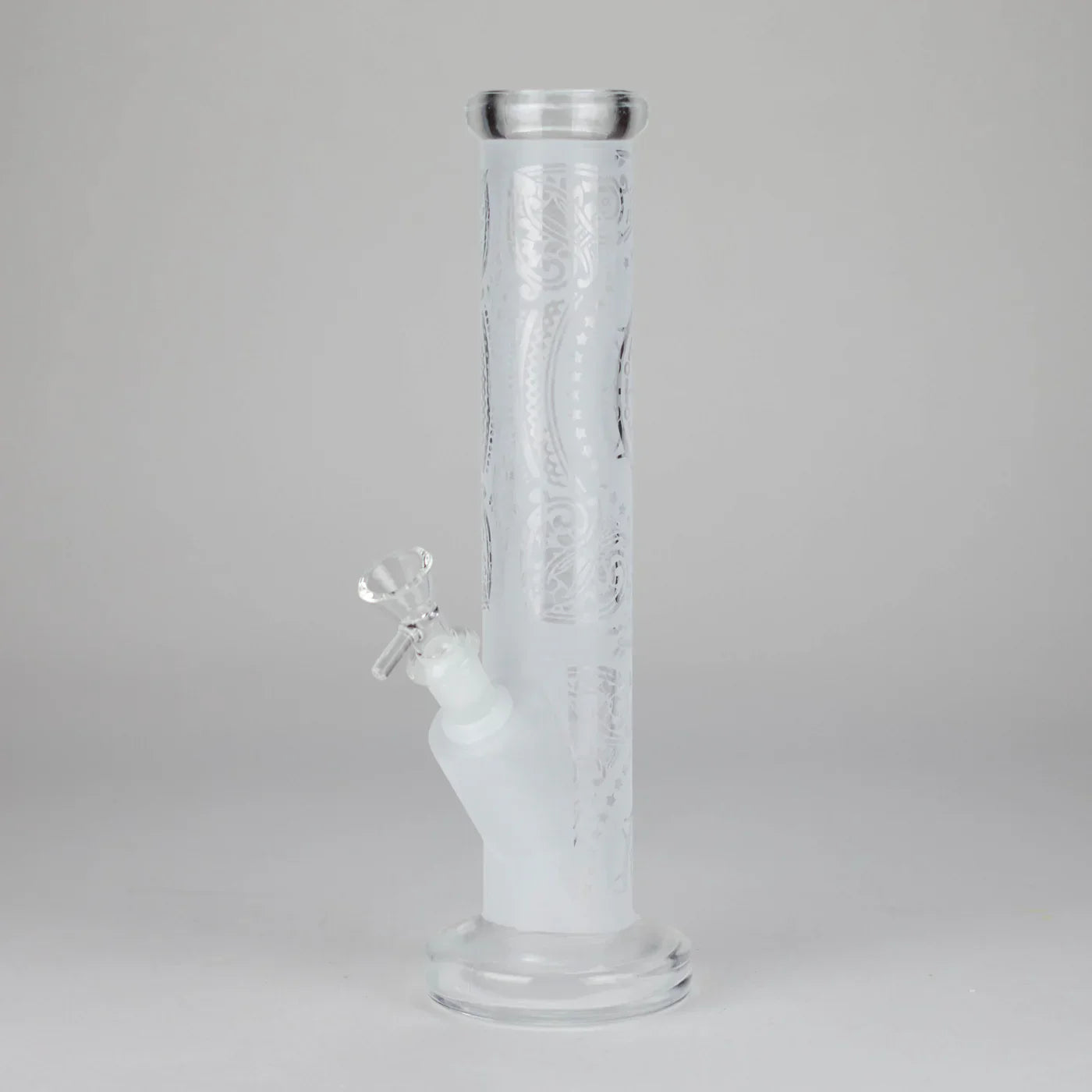 11″ Straight Tube Classic Frosted Glass Bong - Pattern 2