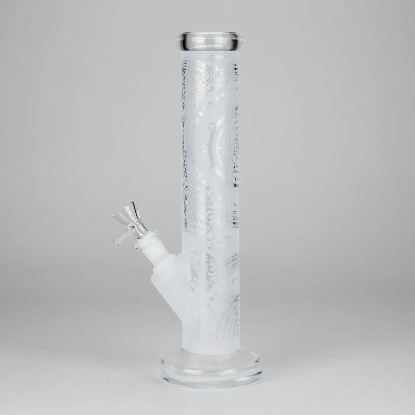 11″ Straight Tube Classic Frosted Glass Bong - Pattern 1