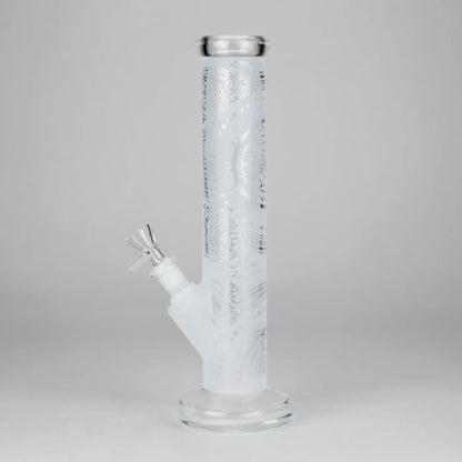 11″ Straight Tube Classic Frosted Glass Bong - Pattern 1