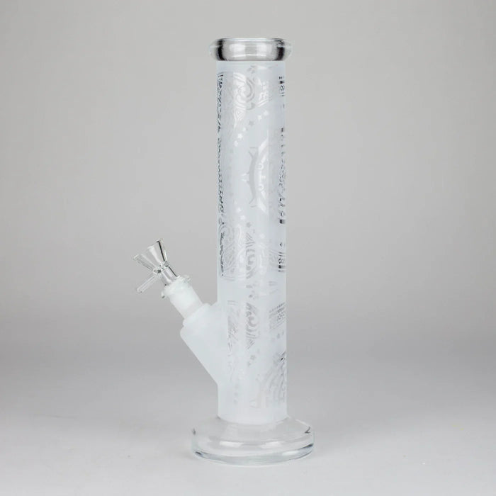 11″ Straight Tube Classic Frosted Glass Bong - Pattern 1