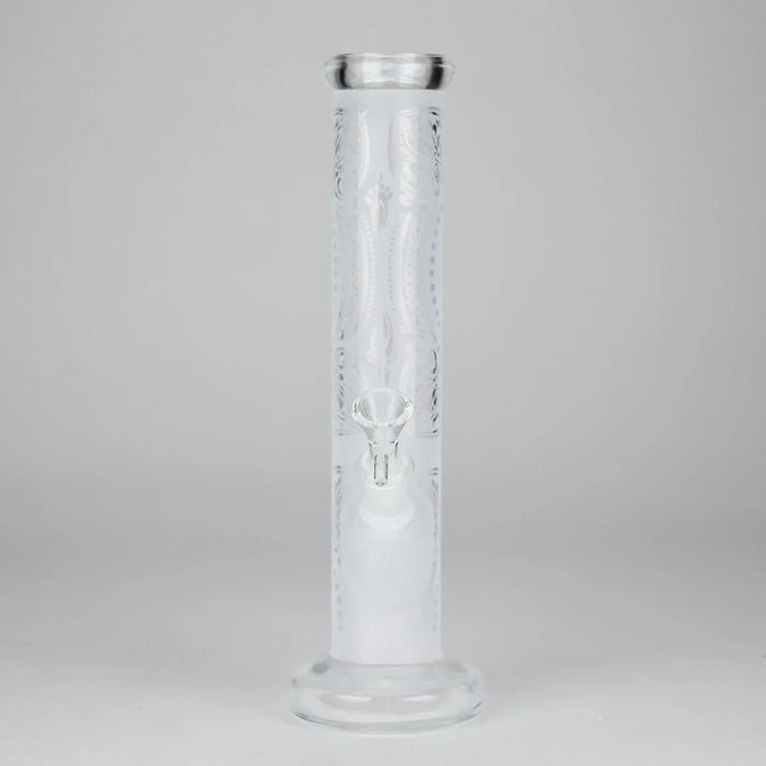 11″ Straight Tube Classic Frosted Glass Bong - Pattern 1