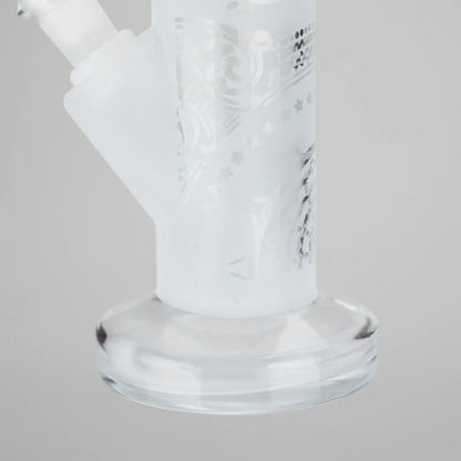 11″ Straight Tube Classic Frosted Glass Bong - Pattern 1