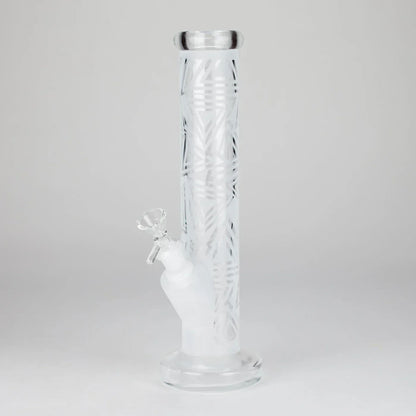 11″ Straight Tube Classic Frosted Glass Bong - Pattern 3