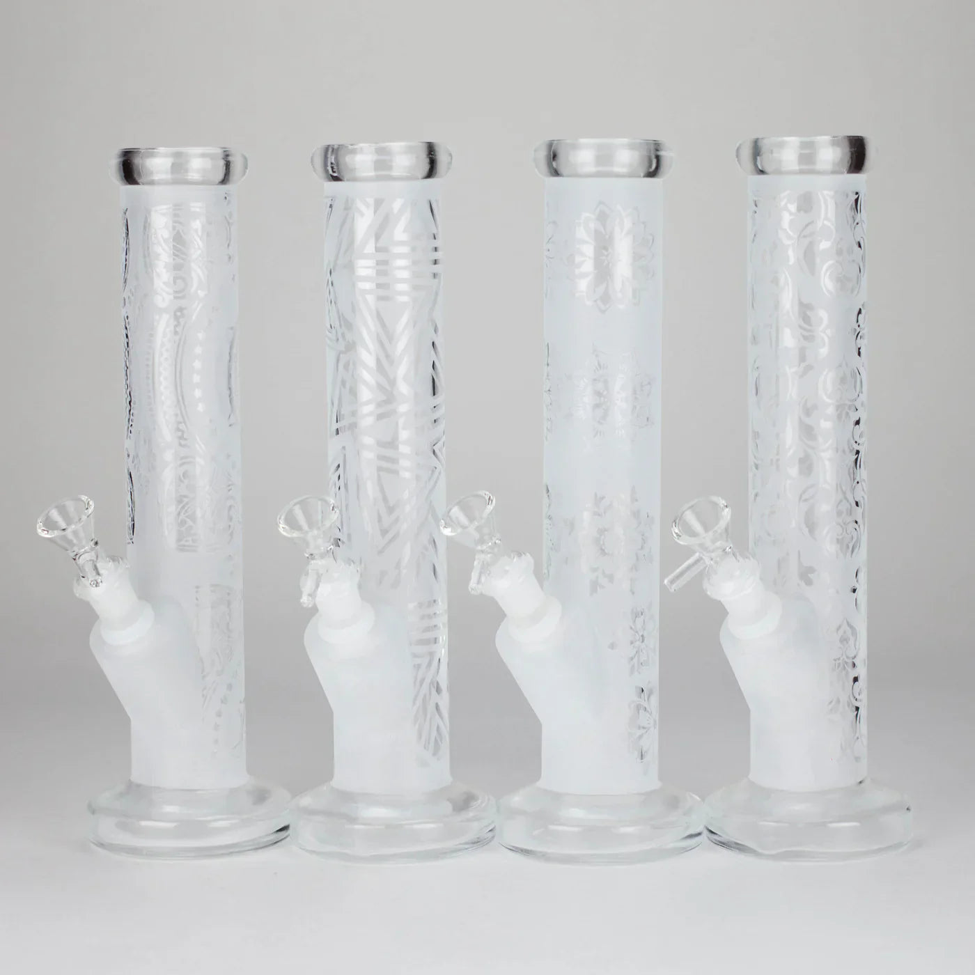11″ Straight Tube Classic Frosted Glass Bong - Pattern 3
