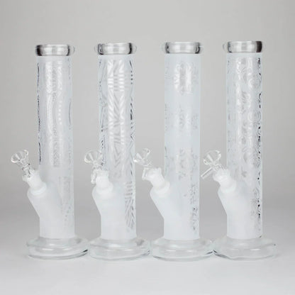 11″ Straight Tube Classic Frosted Glass Bong - Pattern 3