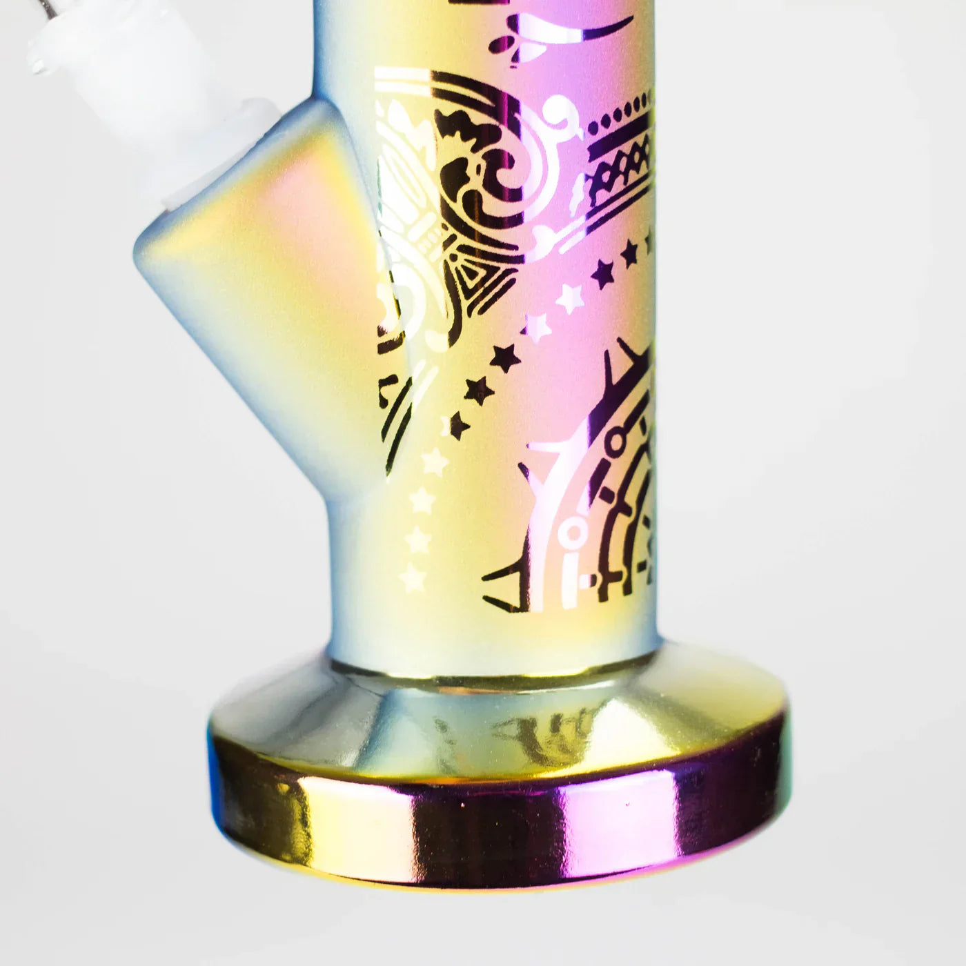 11" Straight Tube Electroplated Metaliic Finish w/ Intricate Patterns Glass Bong - Pattern 4