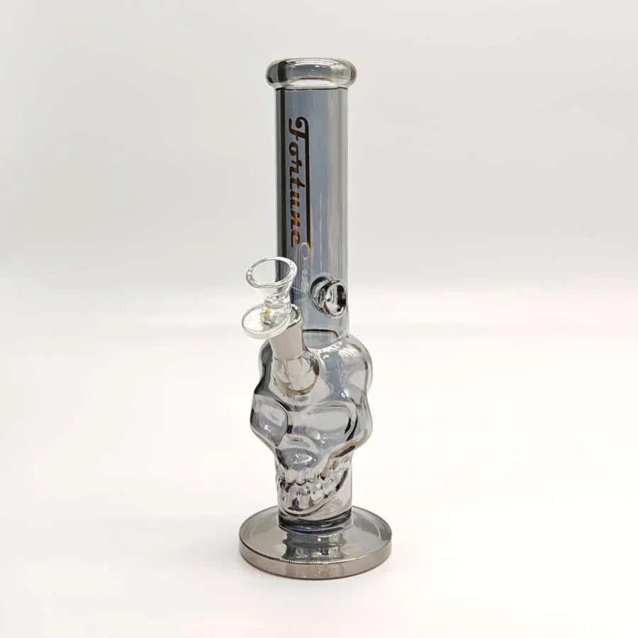 Fortune - 10" 5mm Electroplated Skull Glass Bong