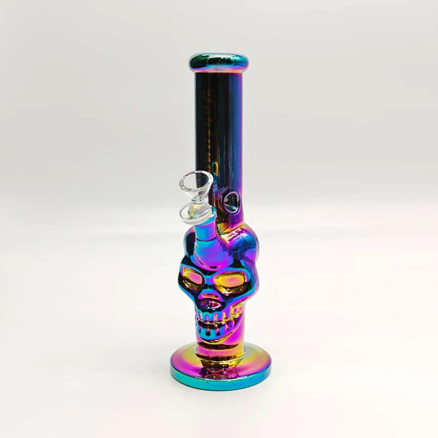 Fortune - 10" 5mm Electroplated Skull Glass Bong