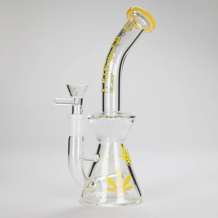 Haze - 8.5" Weed Leaf Bent Neck Jade Yellow Bong