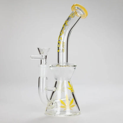 Haze - 8.5" Weed Leaf Bent Neck Jade Yellow Bong
