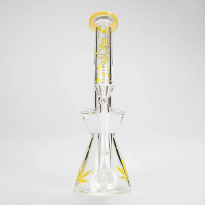 Haze - 8.5" Weed Leaf Bent Neck Jade Yellow Bong