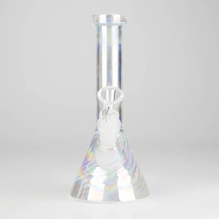 8" Shiny Beaker Bong w/ Ribbed Base