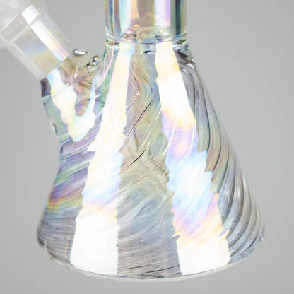 8" Shiny Beaker Bong w/ Ribbed Base