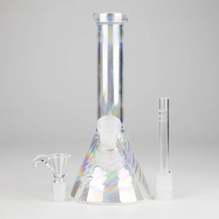 8" Shiny Beaker Bong w/ Ribbed Base