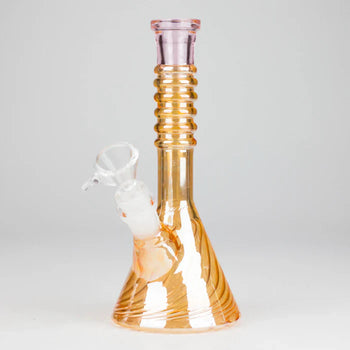 8" Shiny 6-Rings Beaker Bong w/ Handle Slide