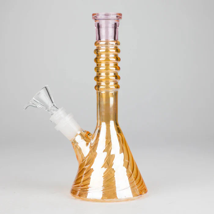8" Shiny 6-Rings Beaker Bong w/ Handle Slide
