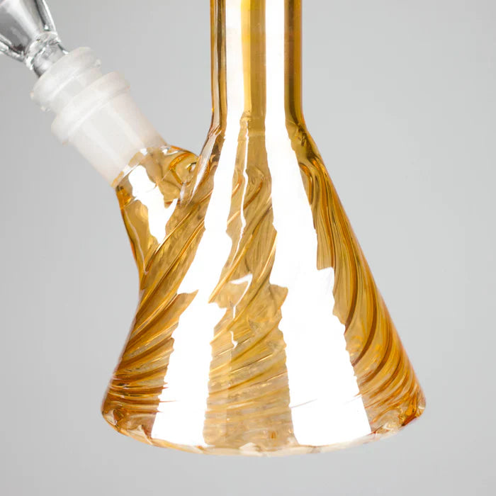 8" Shiny 6-Rings Beaker Bong w/ Handle Slide