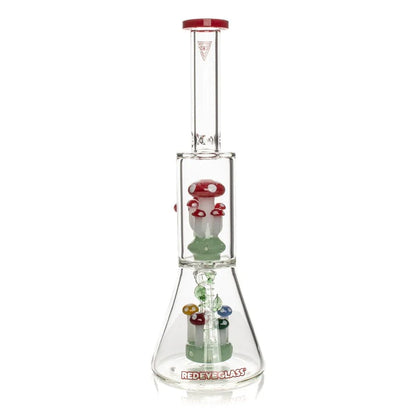 Red Eye Glass - 12" Tall Red Amanita Dual Chamber Beaker Base Water Pipe