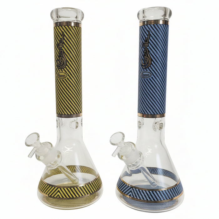 Bong bécher en verre à motif mosaïque de 14 po de 9 mm