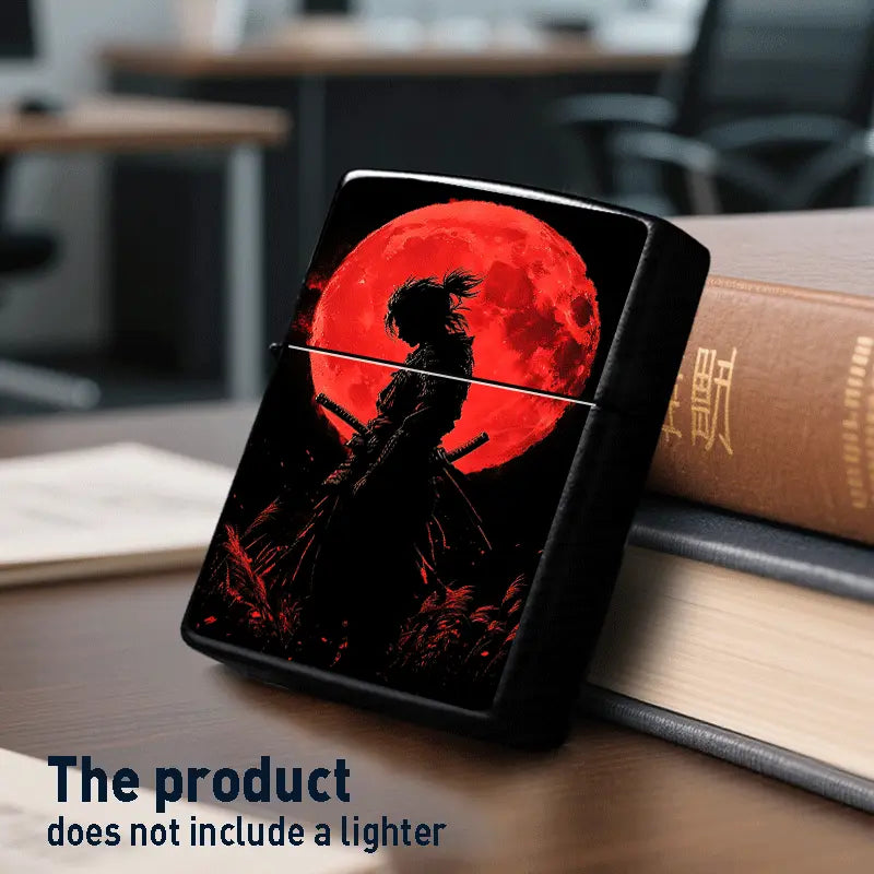 Samurai Moonlit Night Metal Flip-Top Lighter Shell
