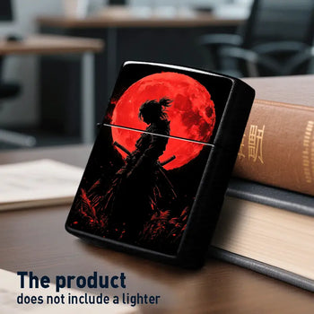 Samurai Moonlit Night Metal Flip-Top Lighter Shell