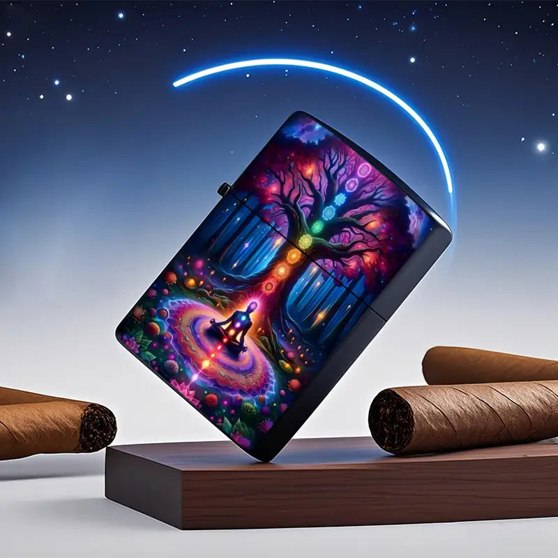 Vibrant Chakra Meditation Forest Art Aluminum Lighter Shell