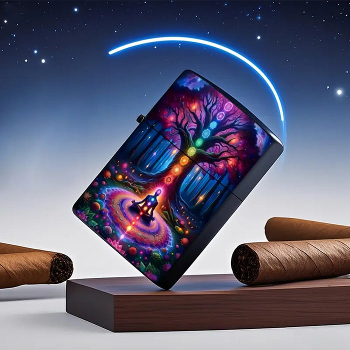 Vibrant Chakra Meditation Forest Art Aluminum Lighter Shell