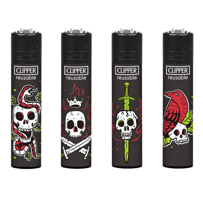 Clipper Lighter - Tattoo Skulls