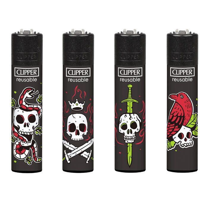 Clipper Lighter - Tattoo Skulls
