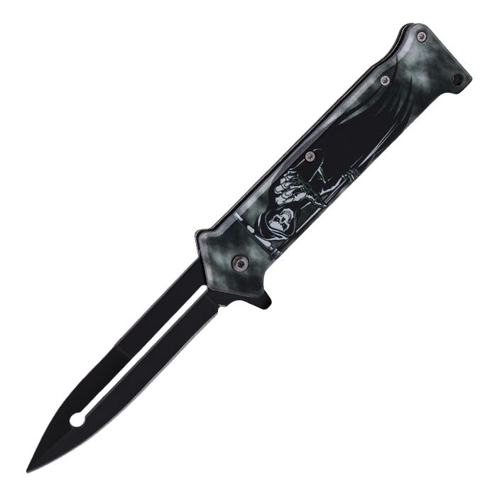 Perucci -  8" Black & Grey Evil Man Foldable Matt Finish Pocket Knife
