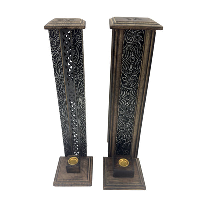 ZenN - Wooden Metal Incense Stick & Cone Burner Tower