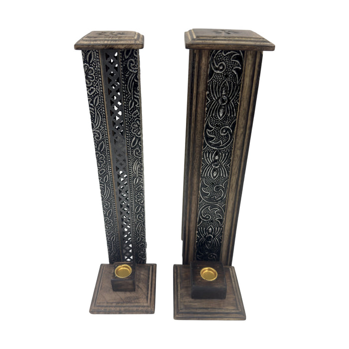 ZenN - Wooden Metal Incense Stick & Cone Burner Tower