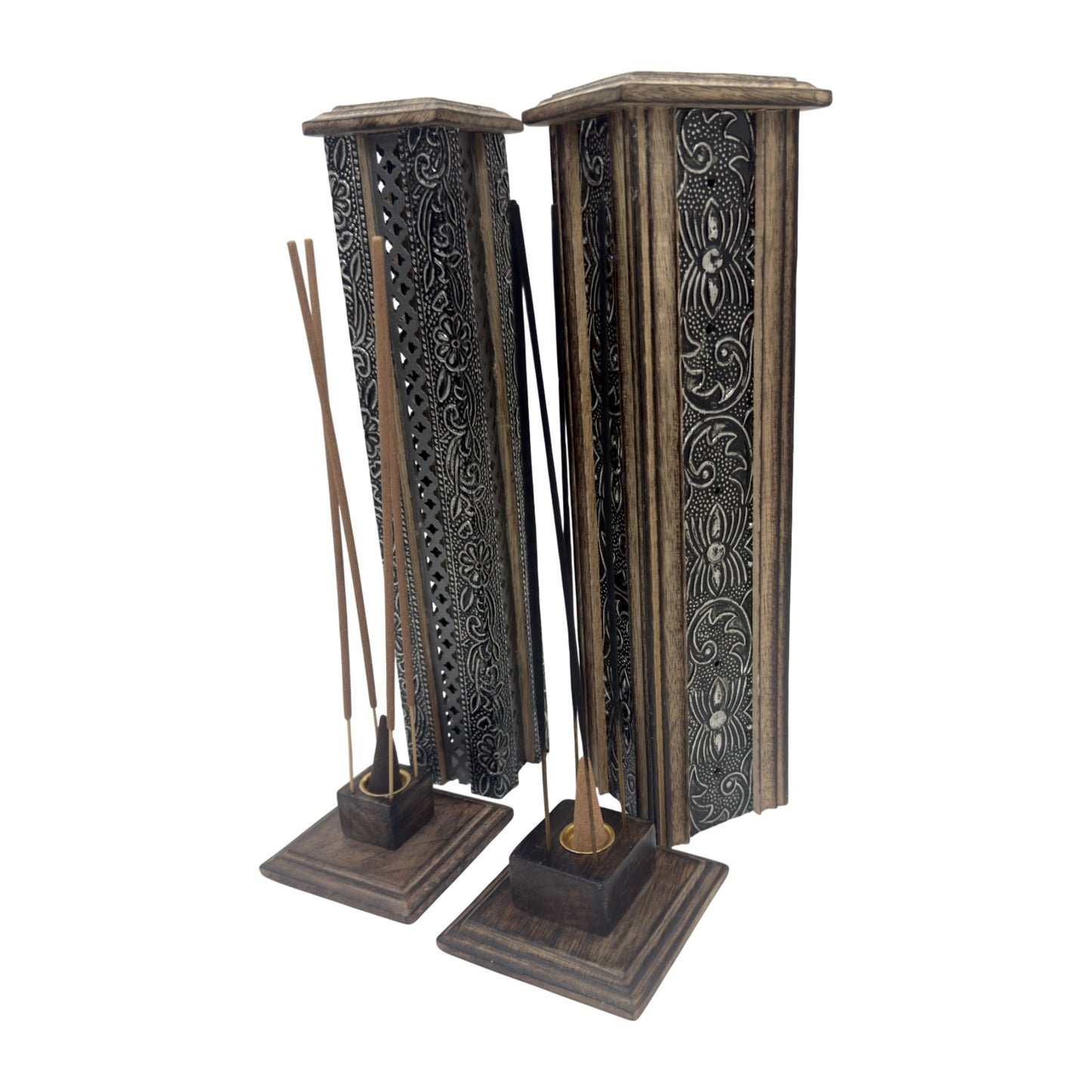 ZenN - Wooden Metal Incense Stick & Cone Burner Tower