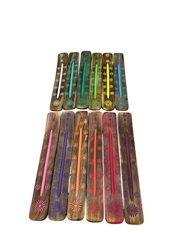 ZenN - Carved Wood Incense Ash Catcher Set