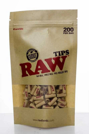 RAW Rolling Paper Pre-Rolled Filter Tips Bag of 200