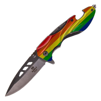Snake Eye - 8" Rainbow Pattern Foldable Pocket Knife
