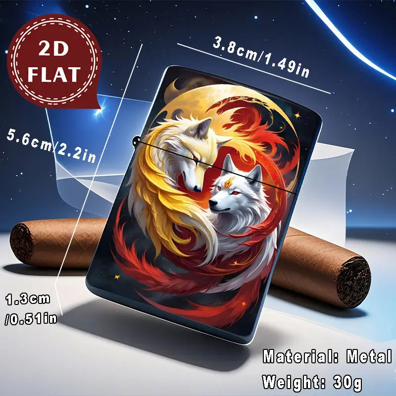 2D Flat Fantasy Wolves Yin-Yang Lighter Shell