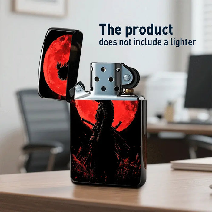 Samurai Moonlit Night Metal Flip-Top Lighter Shell
